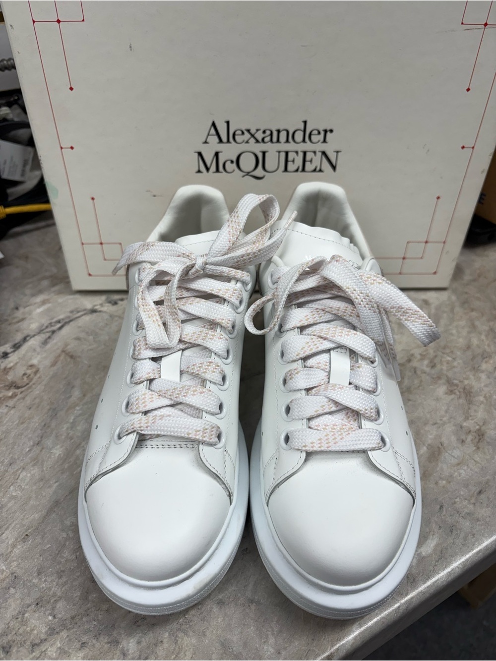 Alexander McQUEEN White Leather Sneakers with mauve